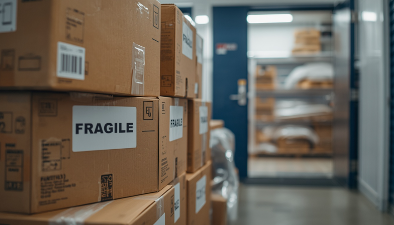 Climate controlled storage unit with securely packed household belongings, illustrating storage unit insurance coverage in Dania Beach, FL.